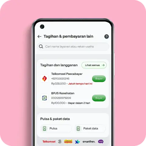 Bayar tagihan & pulsa bulanan